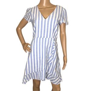 J Crew Factory Blue Striped Short Sleeve Dress Size 4